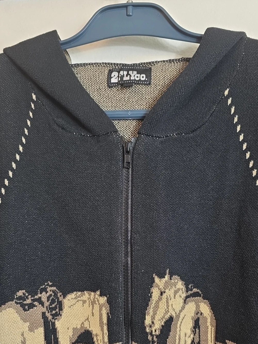 Western Trails Horse Black Knit Hoodie Jacket 2X Plus - Picture 11 of 14